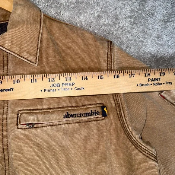 VTG Y2K Abercrombie Boys XL Tan Canvas Blanket Lined Work Utility Jacket‎